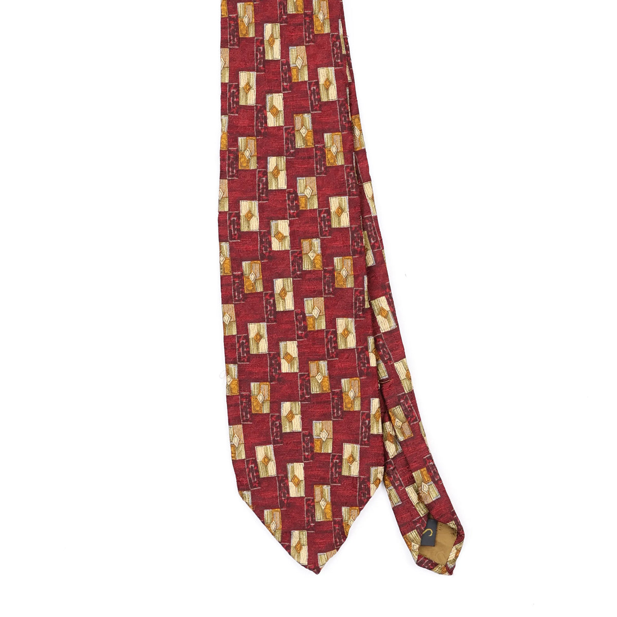 Front Front Detail of Vintage 1990's Robert Talbott Geometric Patterned Tie