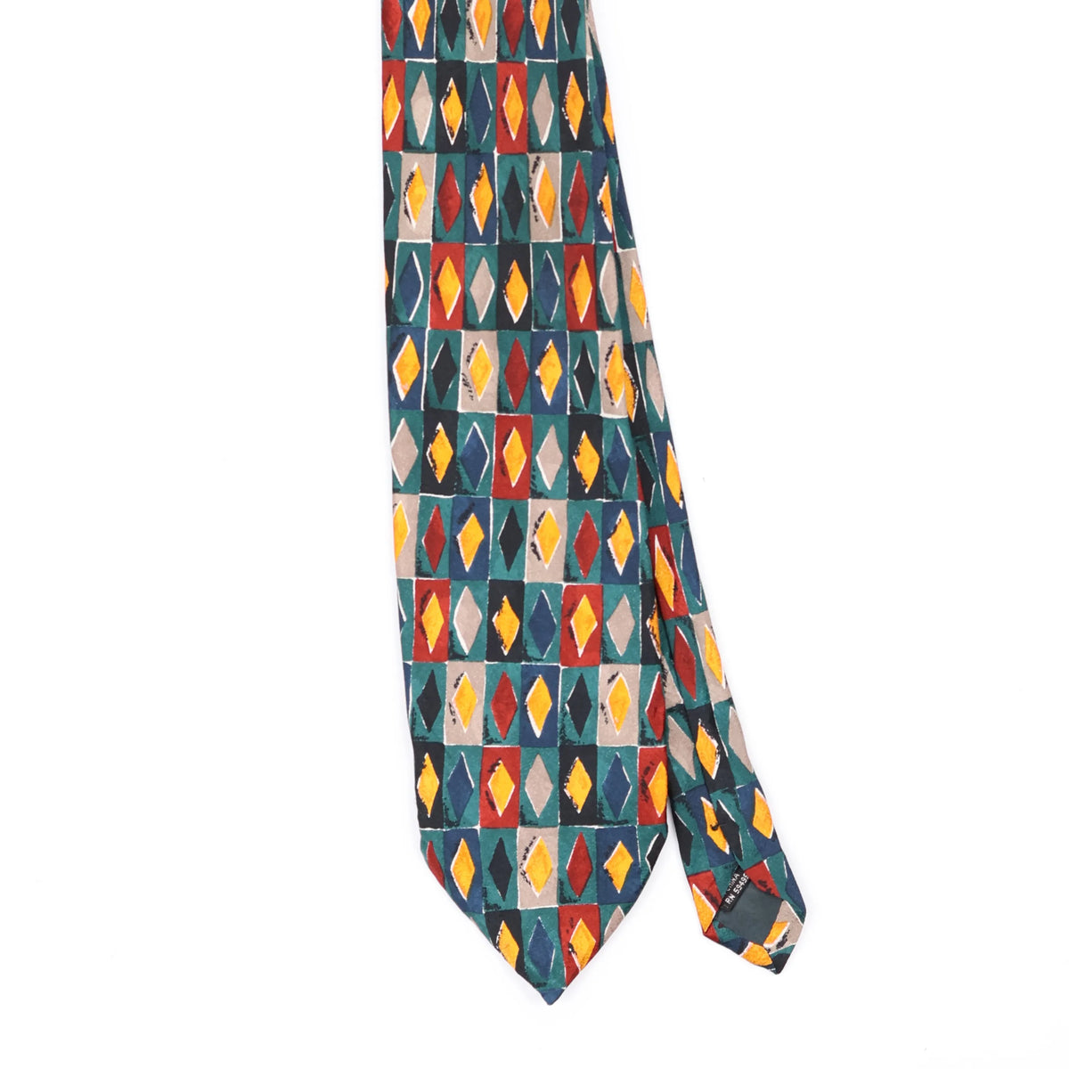Front Front Detail of Vintage Diamonds Geometric Patterned Tie