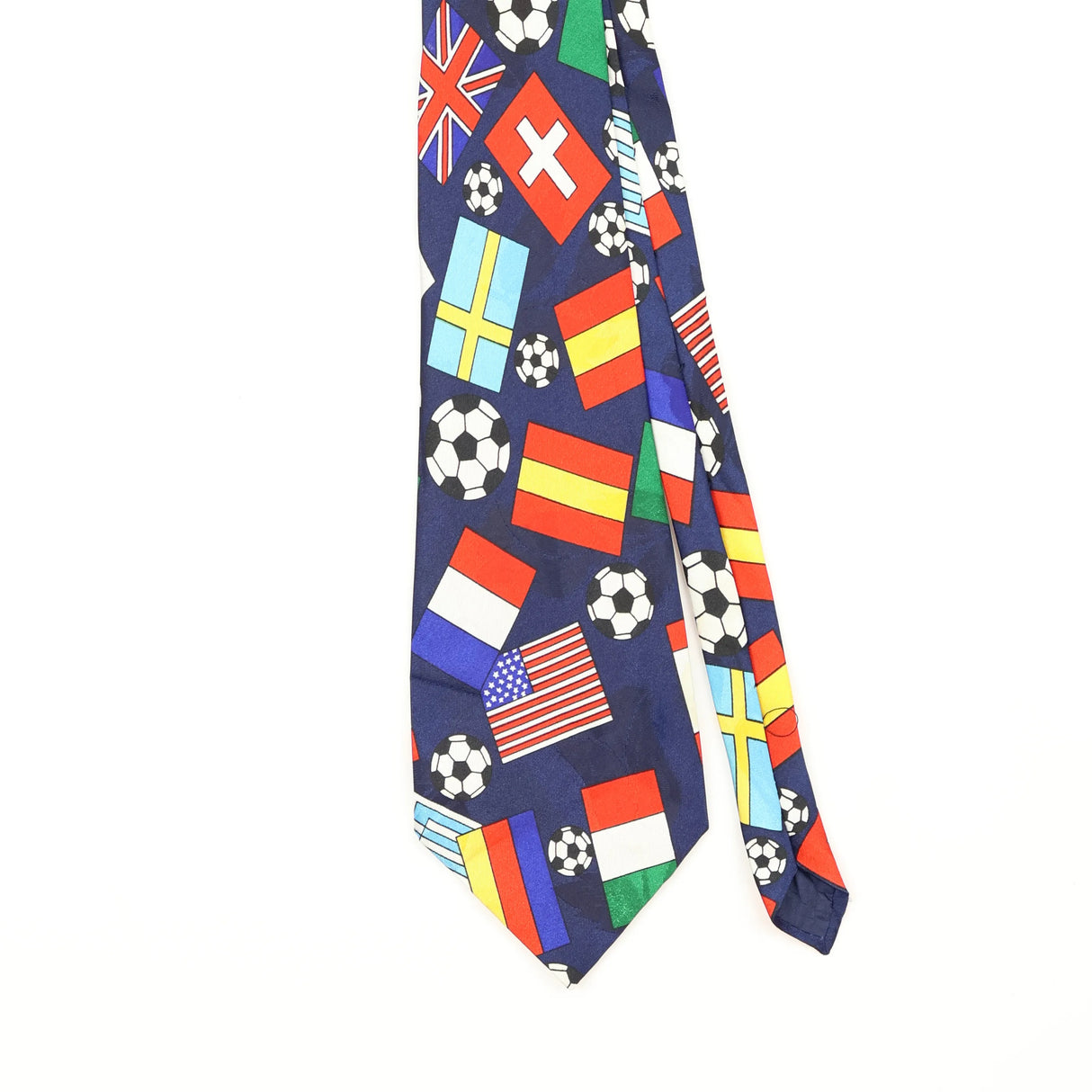 Front Front Detail of Vintage Studio World Cup Cartoon Patterned Tie