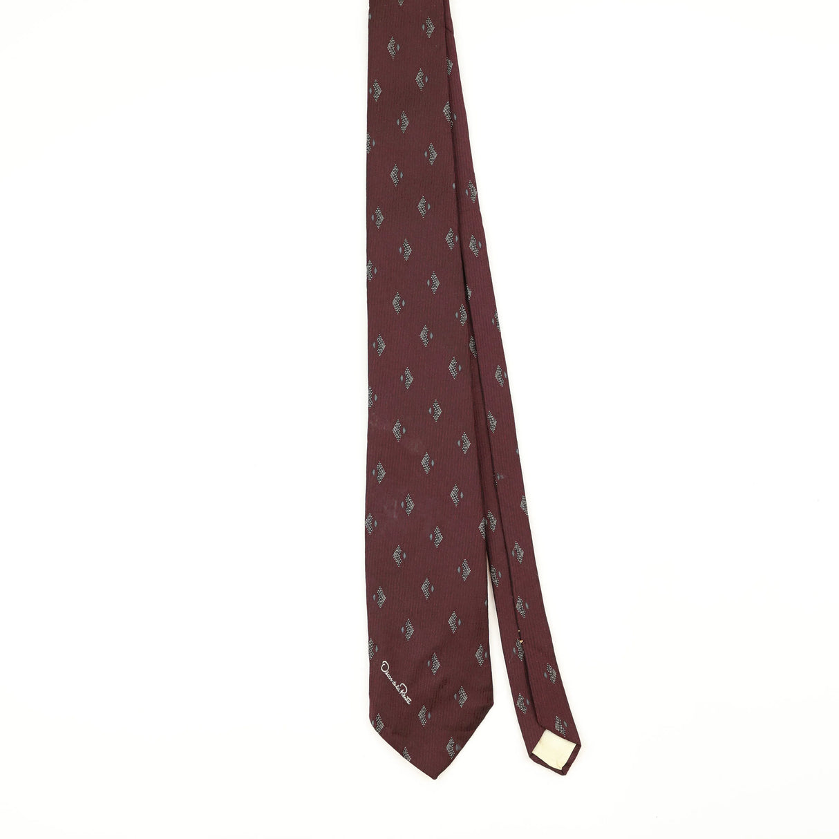 Front Front of Vintage 1990's Oscar De La Renta Geometric Patterned Tie