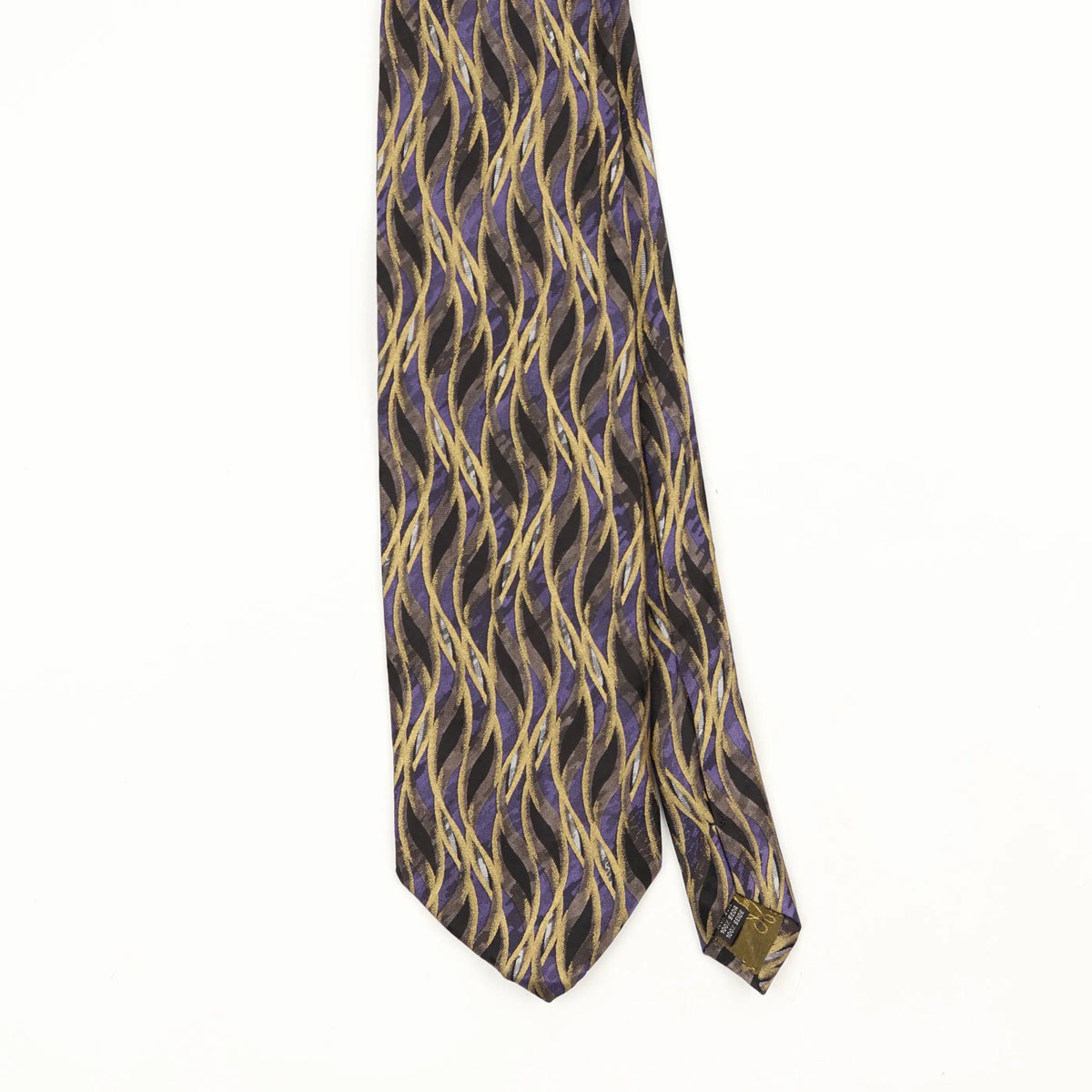 Front Front Detail of Vintage 1990's Waves Geometric Patterned Tie