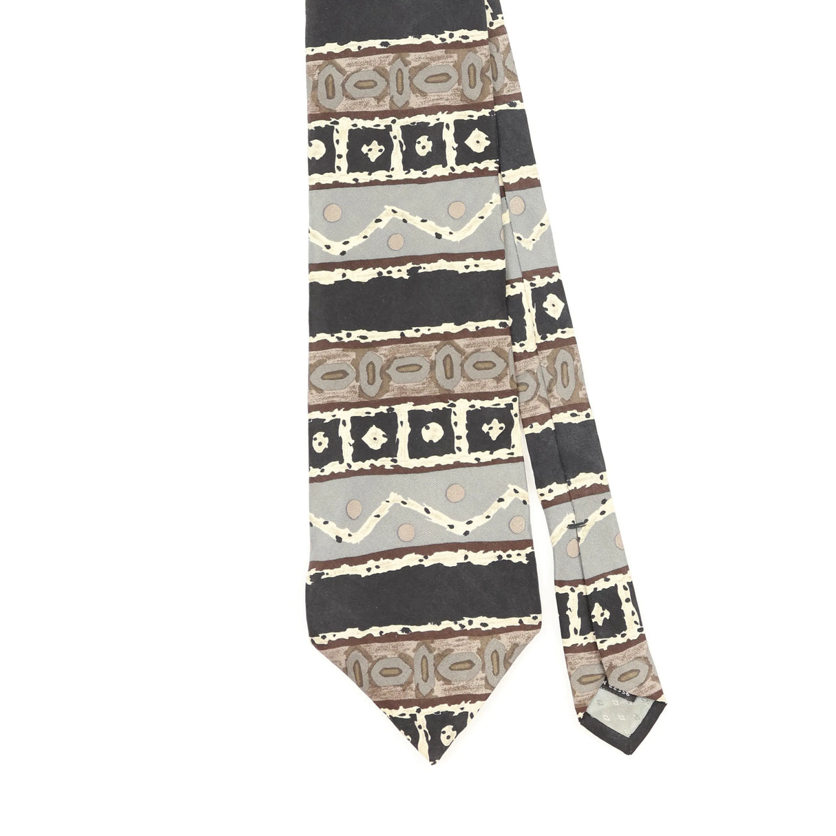 Front Front Detail of Vintage 1990's Geometric Patterned Tie