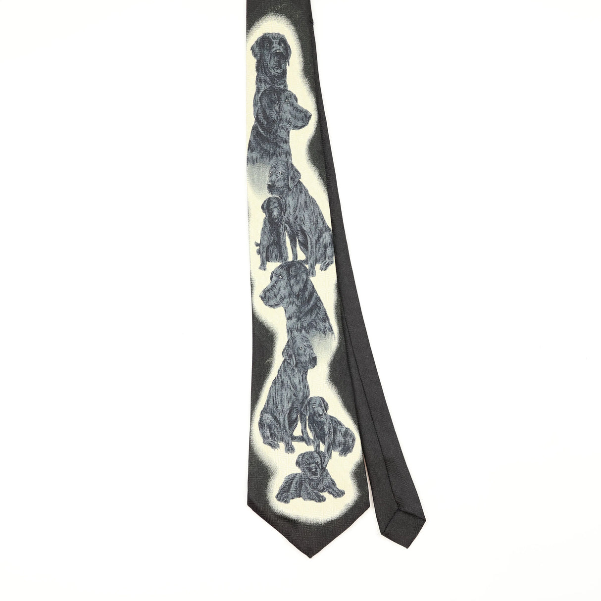 Front Front of Vintage 1990's A. Rogers Labradors Animal Print Patterned Tie
