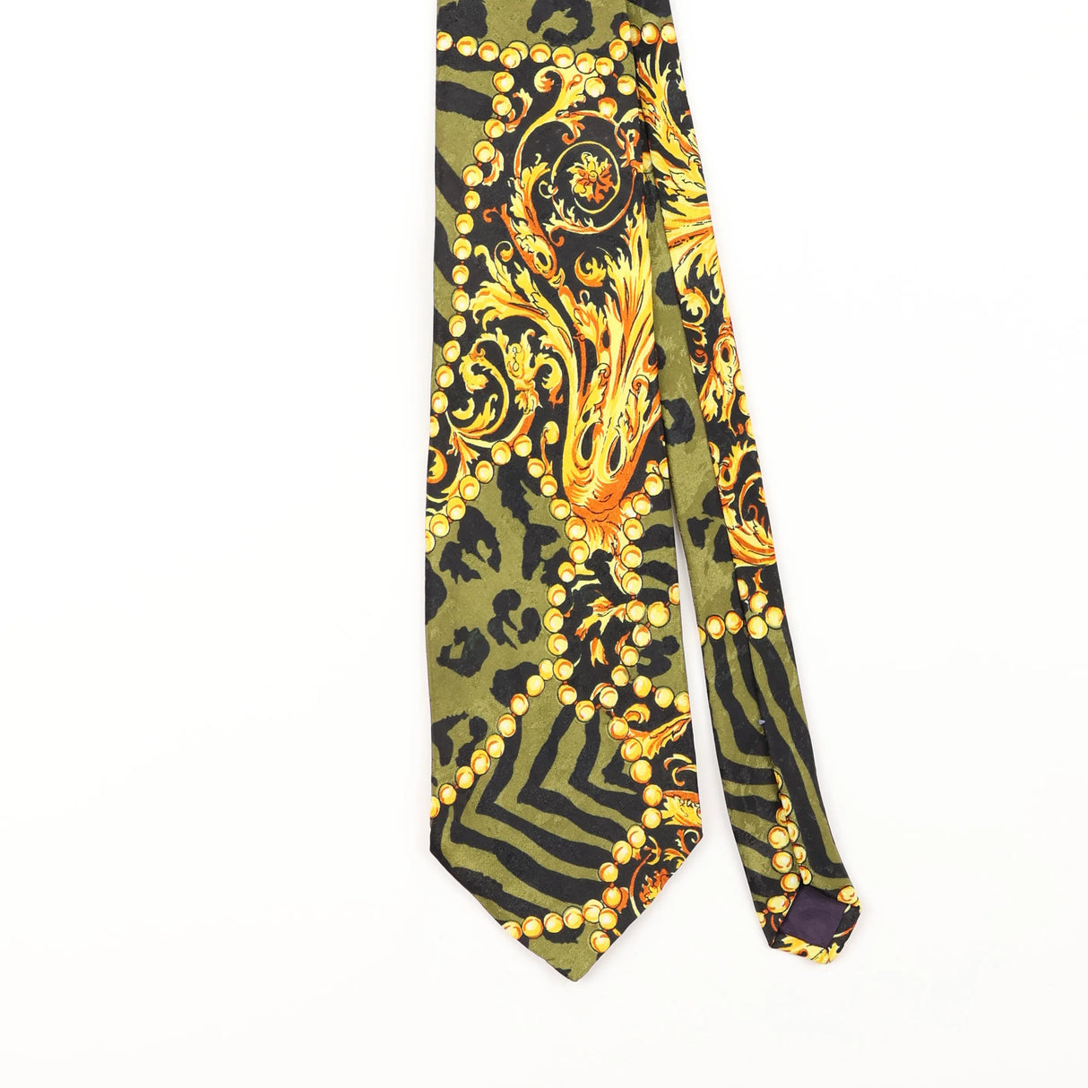 Front Detail of Vintage 1990's Baroque Abstract Patterned Tie