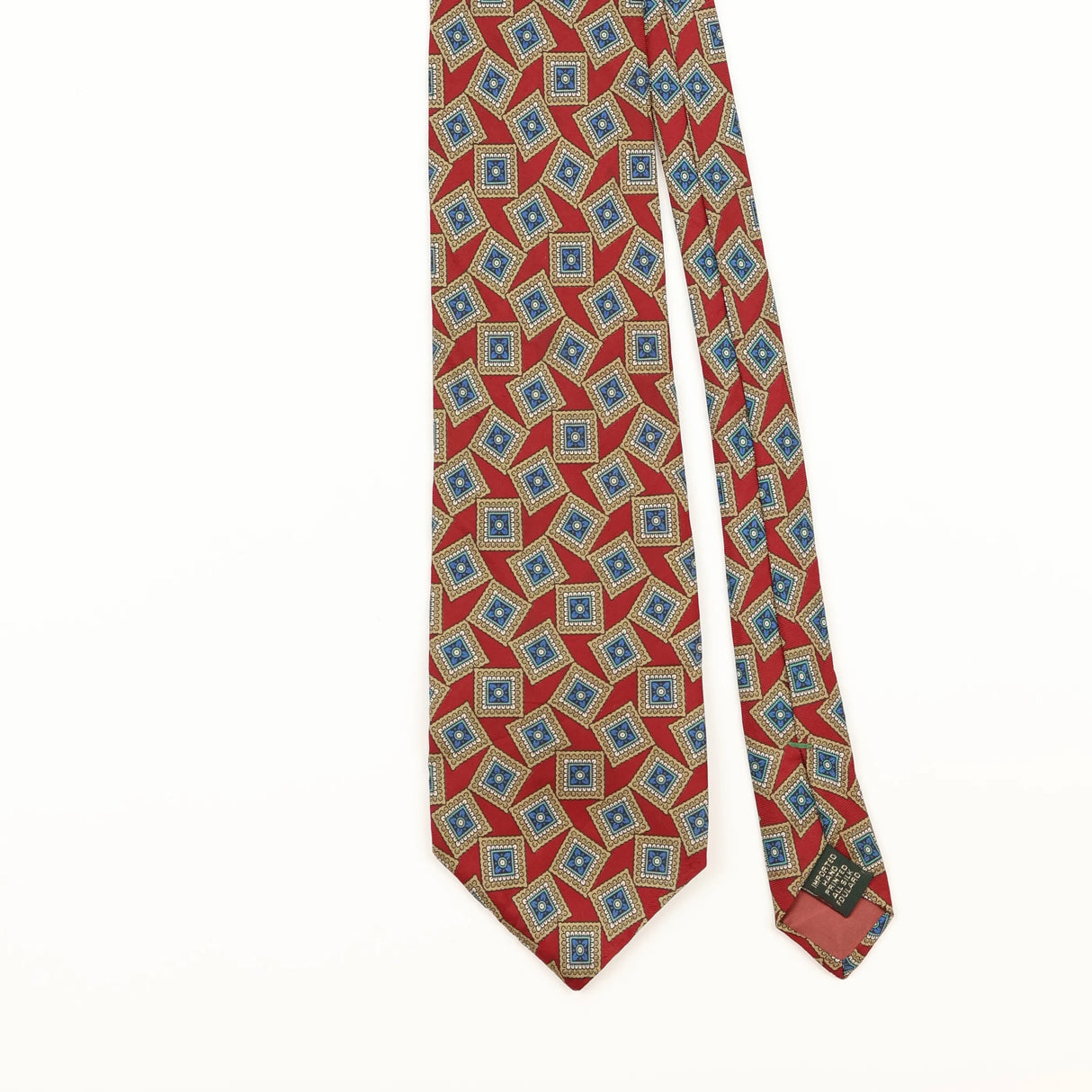 Front Detail of Vintage 1990's Bert Pulitzer Geometric Patterned Tie