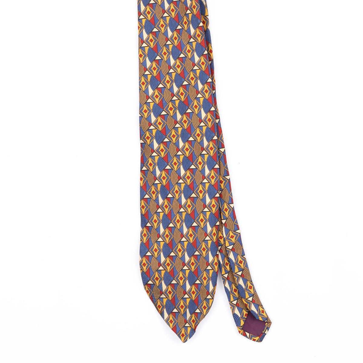 Front Front Detail of Vintage 1990's Geometric Patterned Tie