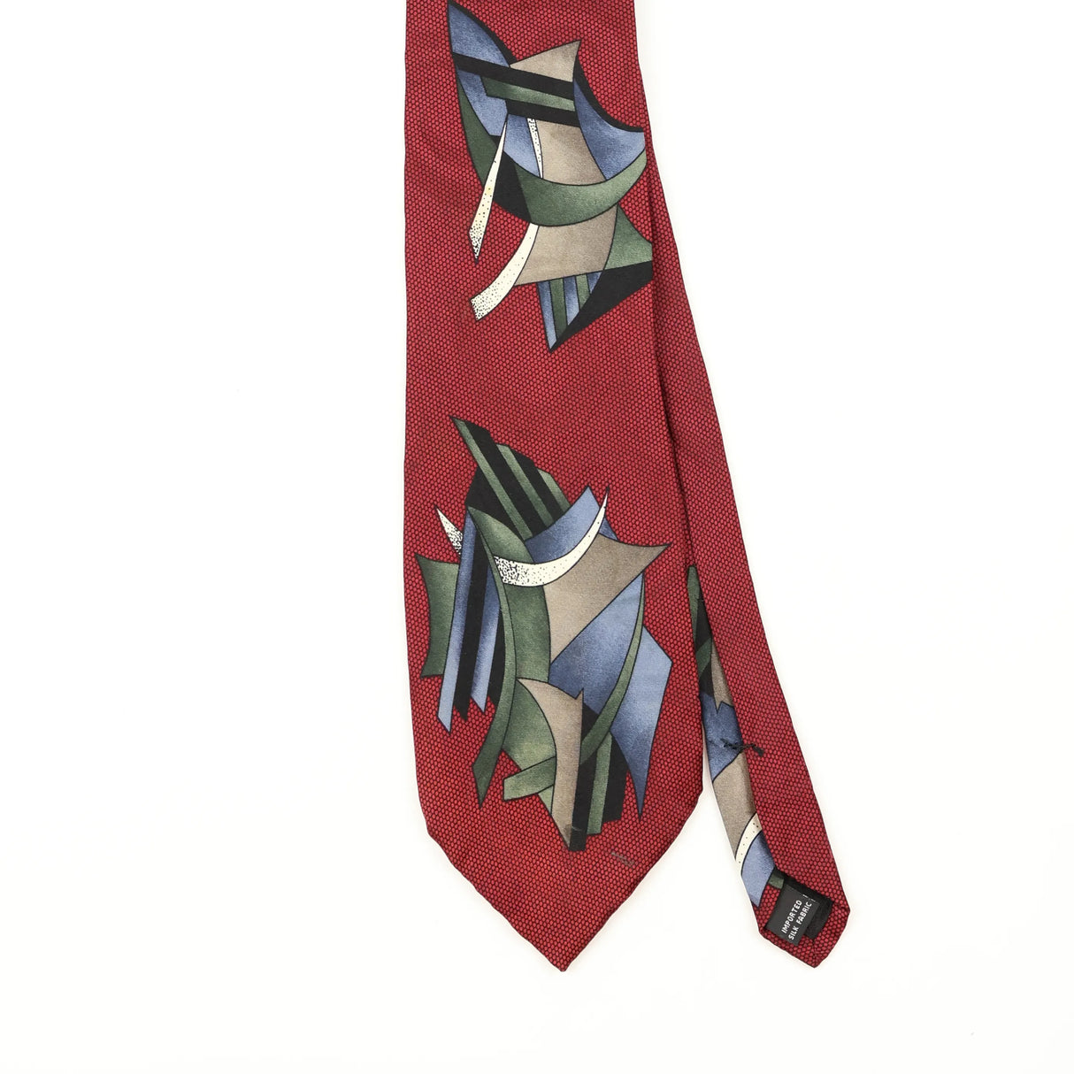 Front Front Detail of Vintage 1990's U.S. Polo Assn. Abstract Patterned Tie