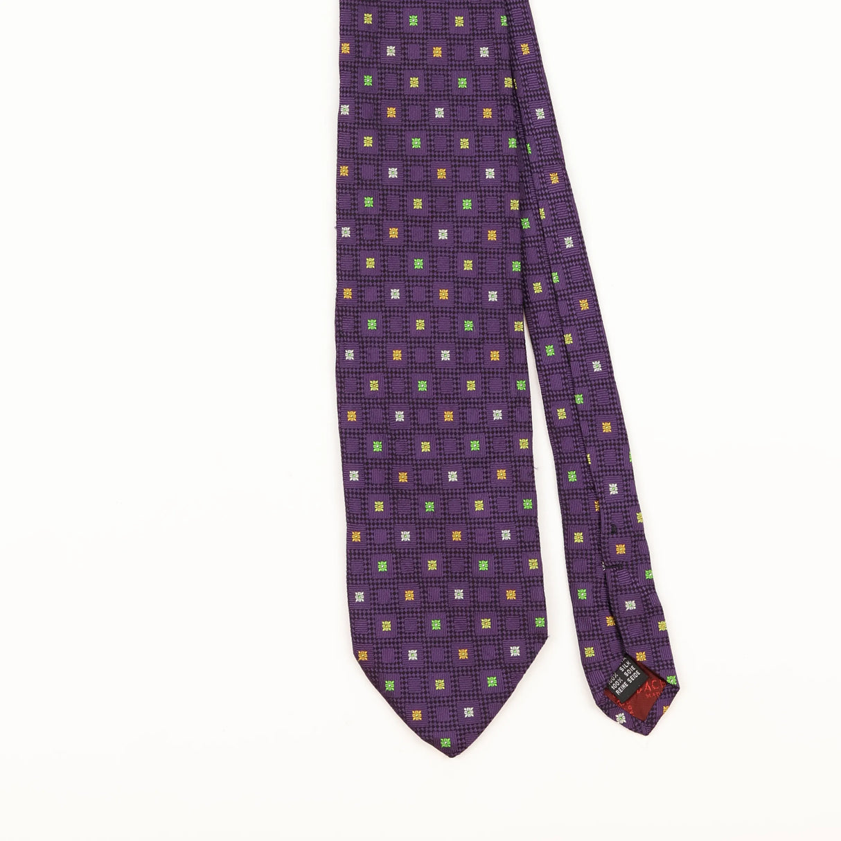 Front Detail of Vintage 1990's Bachrach Geometric Patterned Tie