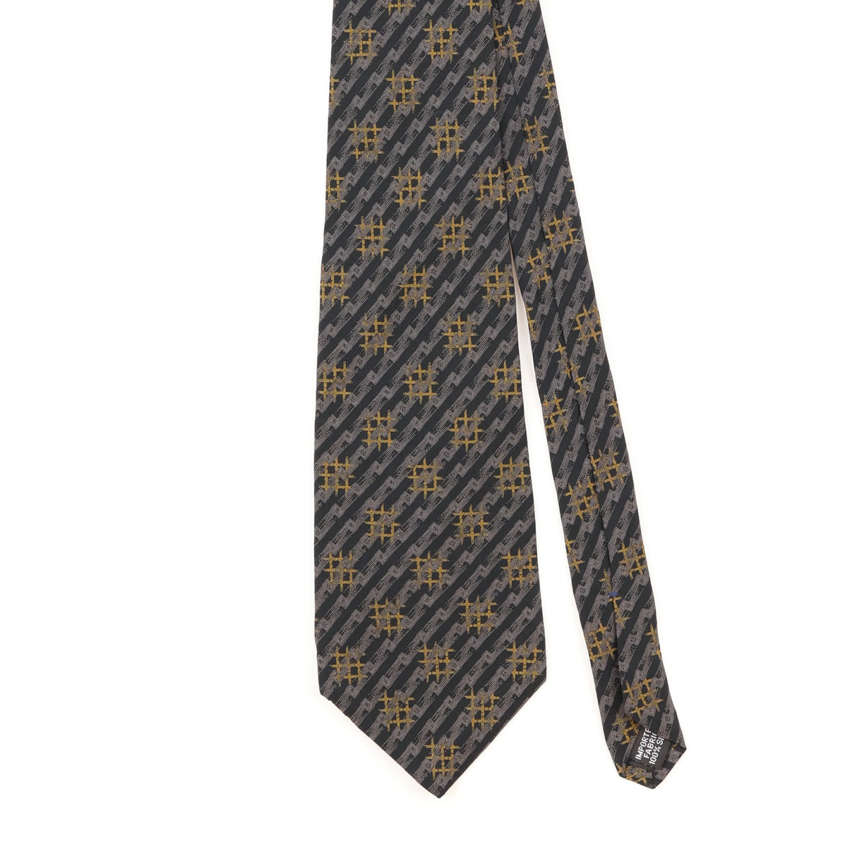 Front Detail of Vintage 1990's Geoffrey Beene Geometric Patterned Tie