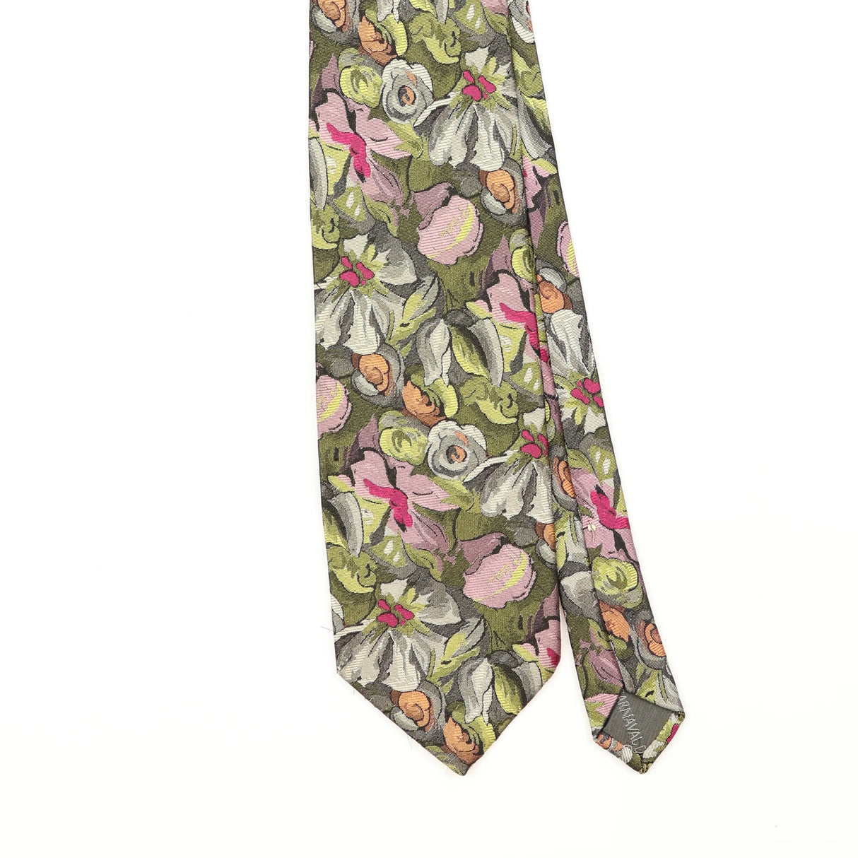 Front Front Detail of Vintage 1990's Carnaval De Venise Floral Patterned Tie