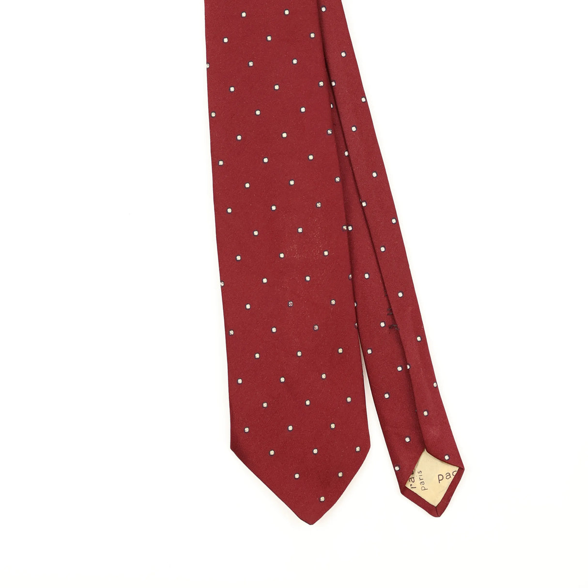 Front Front Detail of Vintage 1980's Paco Rabanne Polka Dot Patterned Tie