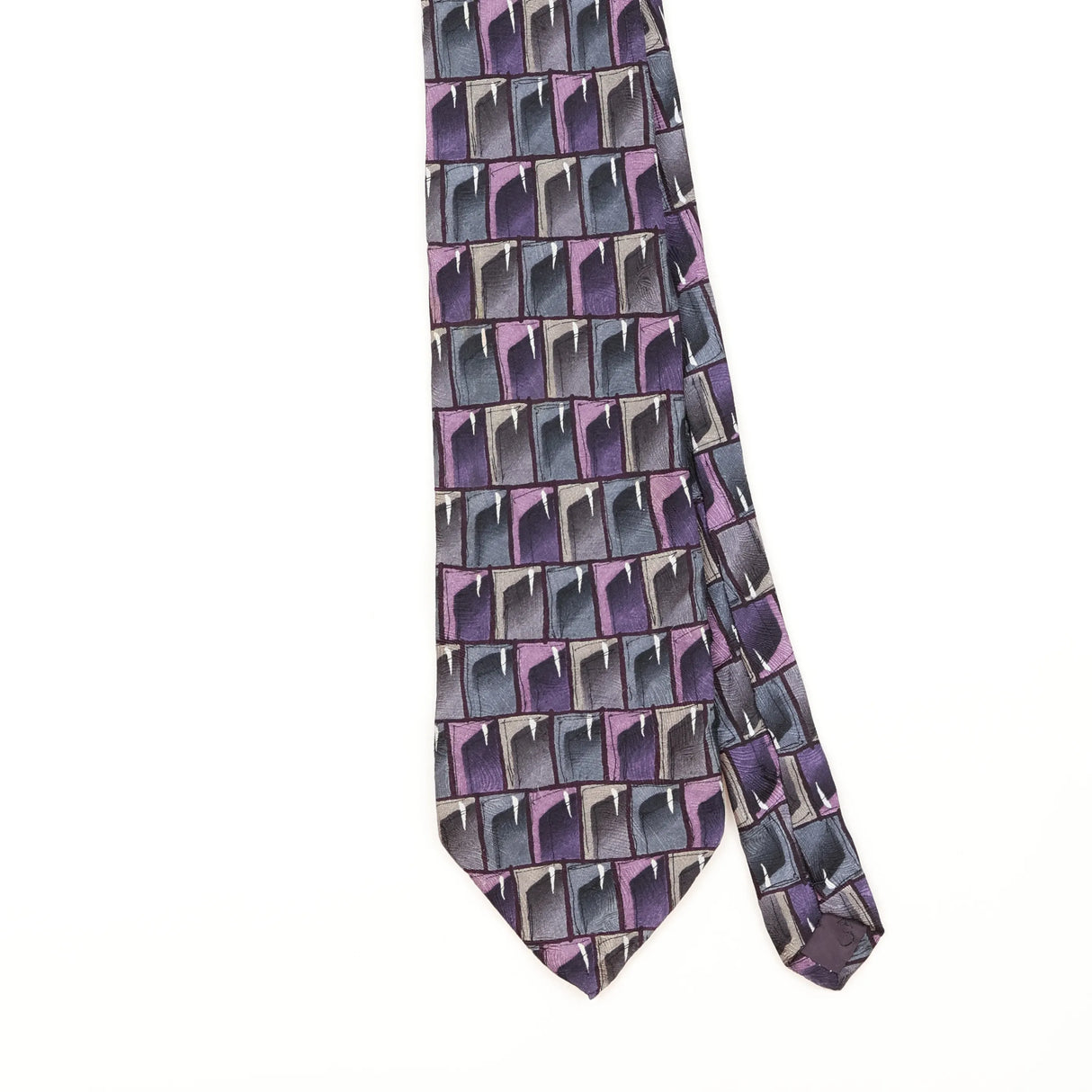 Front Detail of Vintage 1990's Jerry Garcia Floating Planes Geometric Patterned Tie