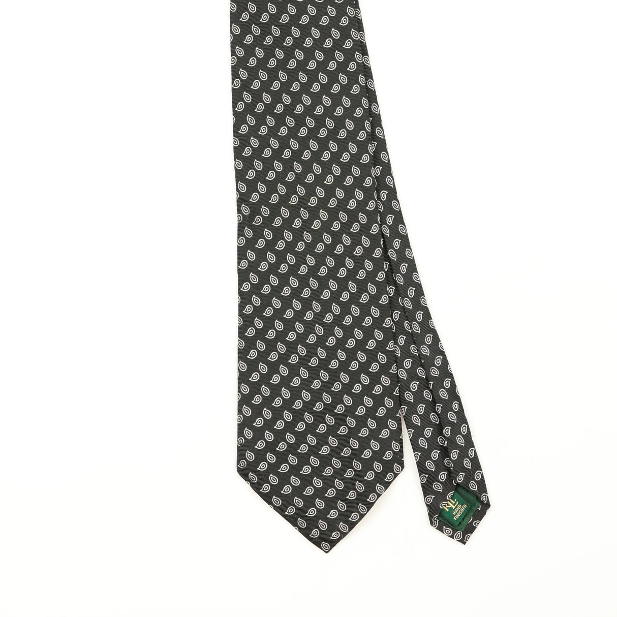 Front Front Detail of Vintage 1990's Ralph Lauren Paisley Patterned Tie