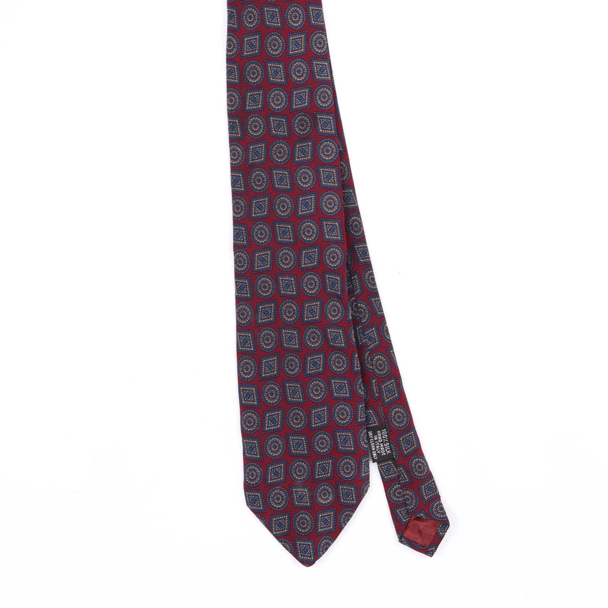 Front Front Detail of Vintage 1990's Foulard Geometric Patterned Tie