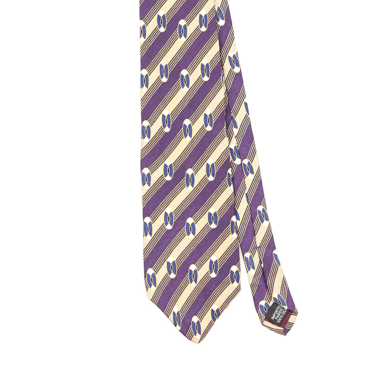 Front Front Detail of Vintage 1990's Geoffrey Beene Striped Patterned Tie