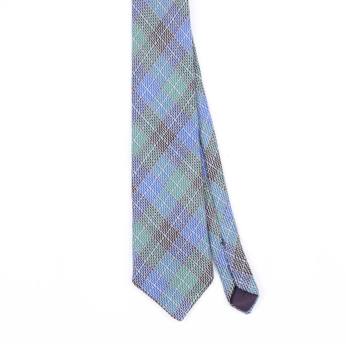 Front Front Detail of Vintage 1980's U.S. Polo Assn. Tartan Tweed Plaids & Checks Patterned Tie