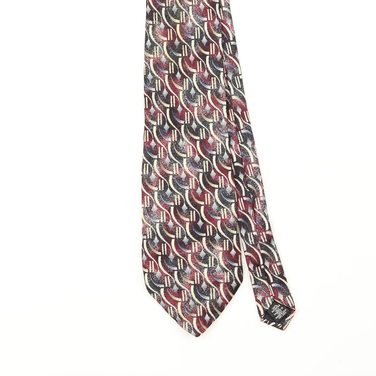 Front Front Detail of Vintage 1990's Stafford Geometric Patterned Tie
