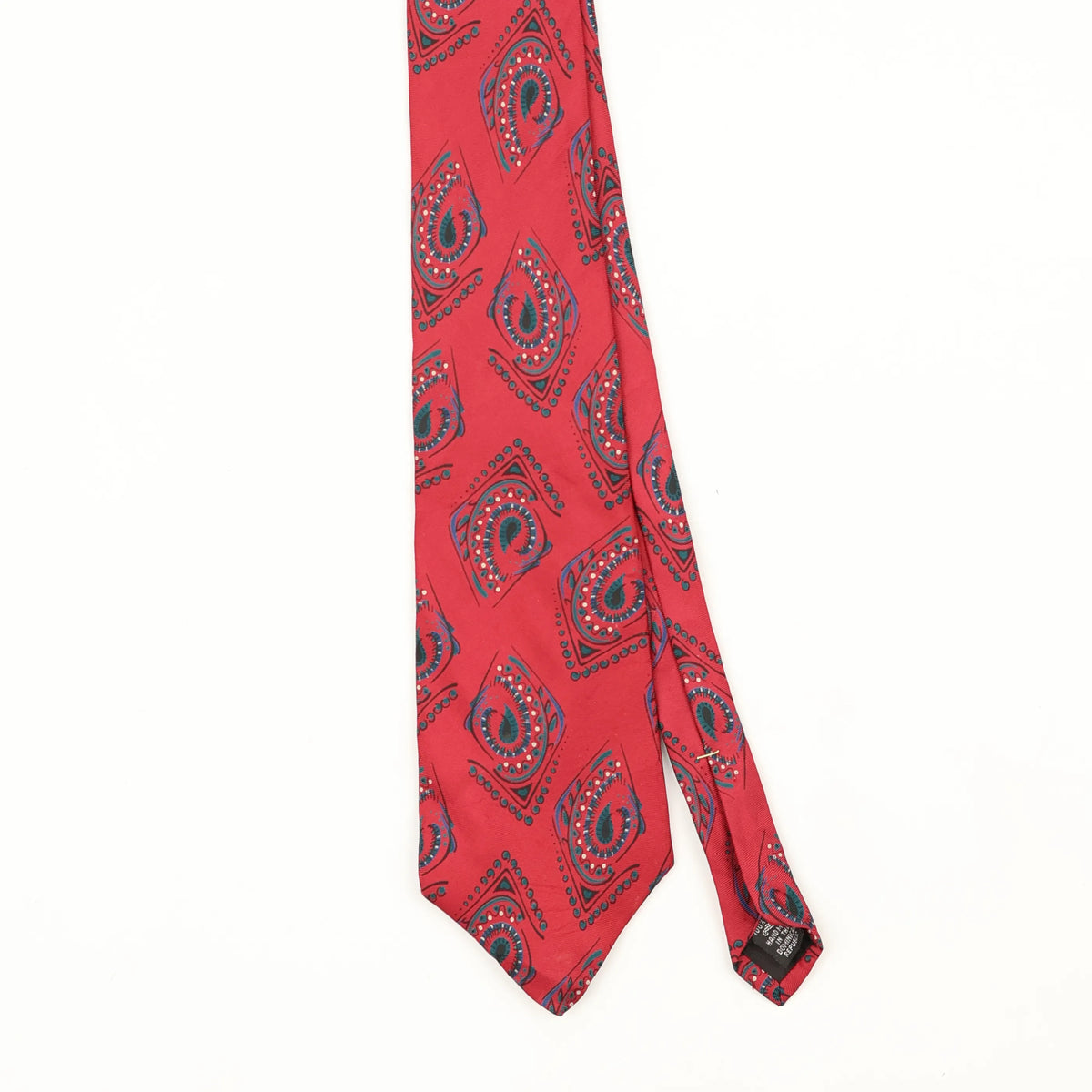 Front Front Detail of Vintage 1910's Paisley Patterned Tie