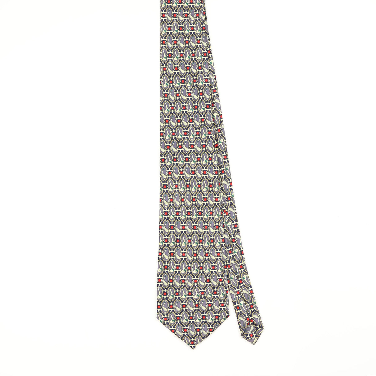 Front Front of Vintage Rene Chagal Golf Clubs Geometric Patterned Tie