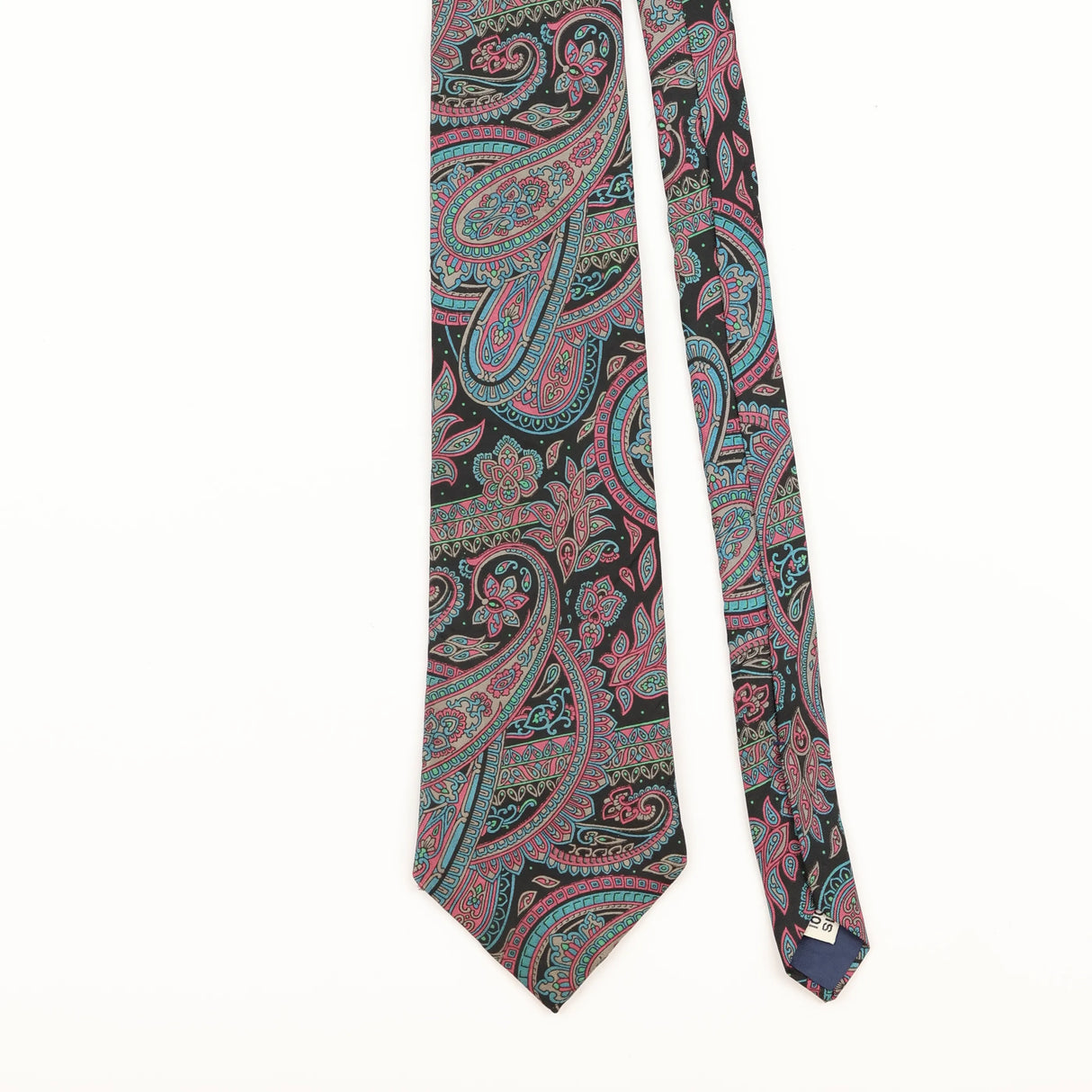 Front Detail of Vintage Damon Paisley Patterned Tie
