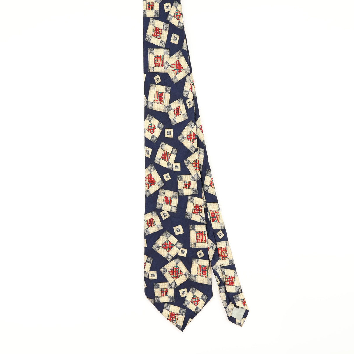 Front of Vintage 1990's Squares Geometric Patterned Tie