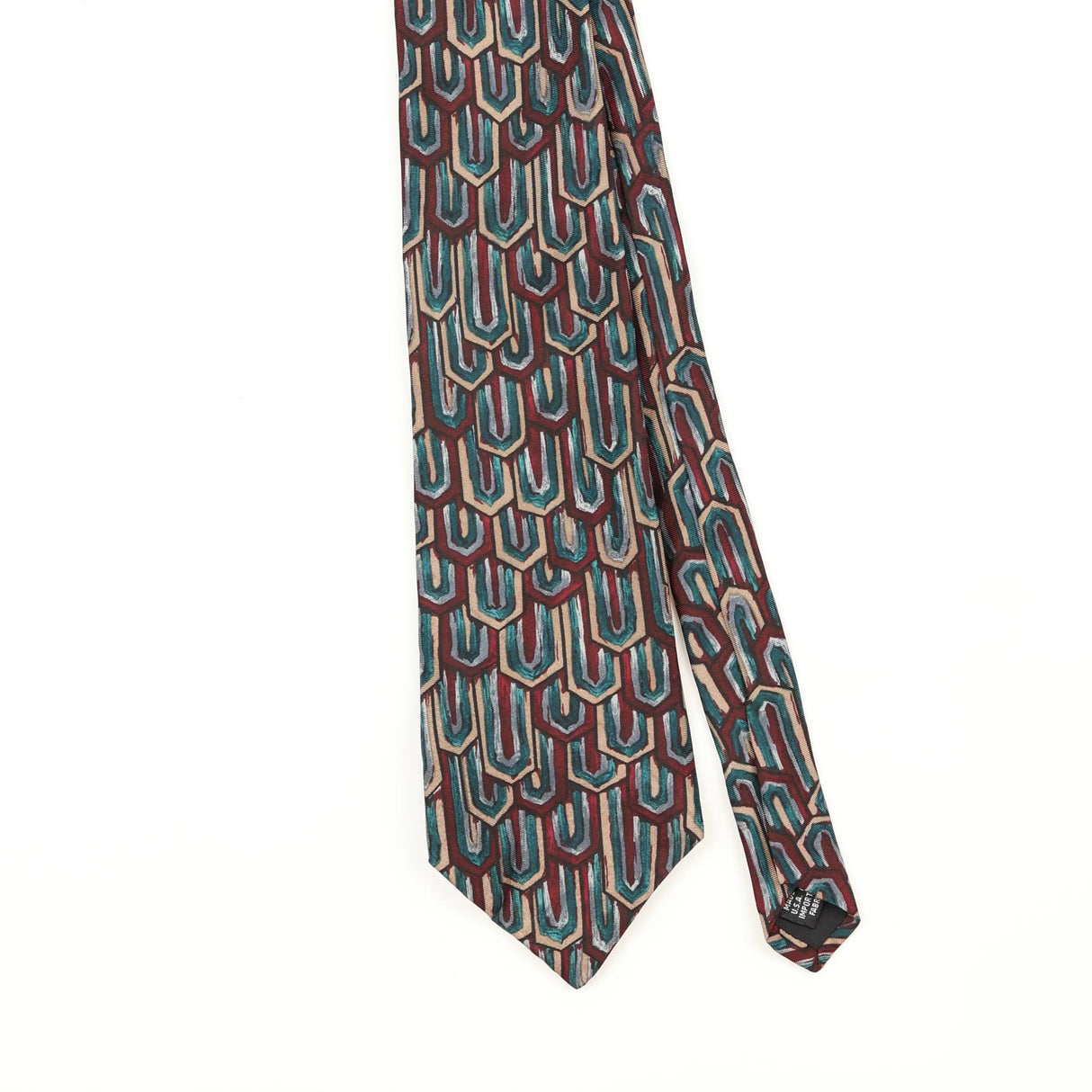 Front Front Detail of Vintage 1990's Geometric Patterned Tie