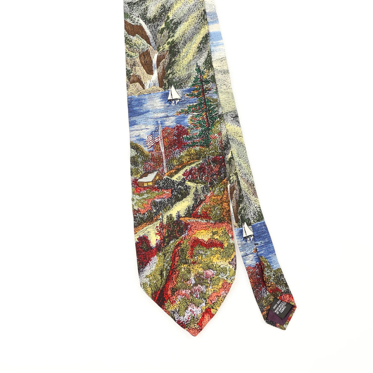 Front Front Detail of Vintage 1990's Van Heusen Mountain Vista Abstract Patterned Tie