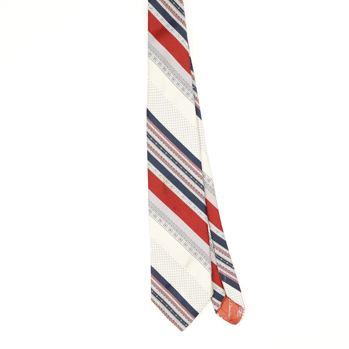 Front Front of Vintage 1980's Oleg Cassini Striped Patterned Tie