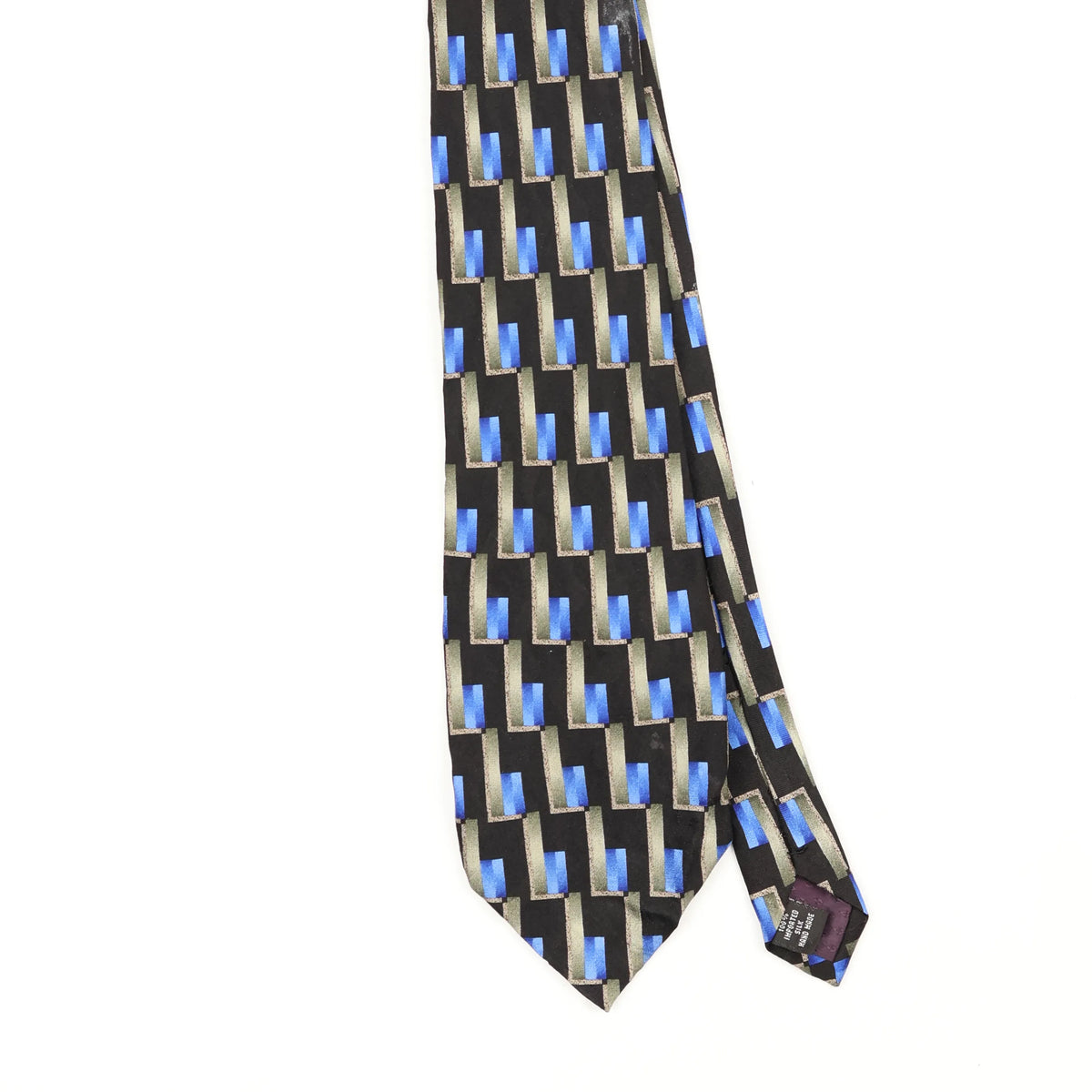Front Front Detail of Vintage 1990's Geometric Patterned Tie