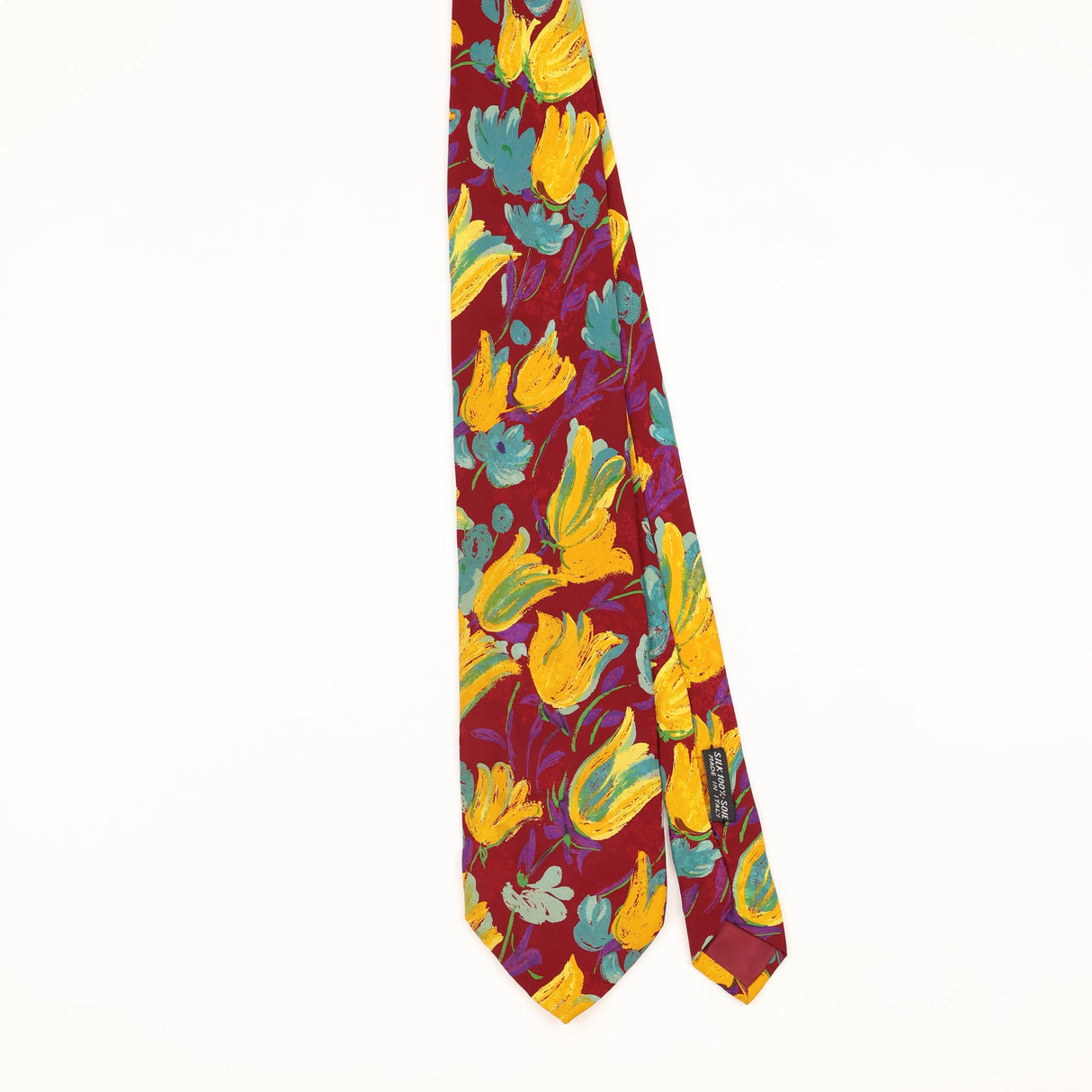 Front of Vintage 1990's Brioni Floral Patterned Tie