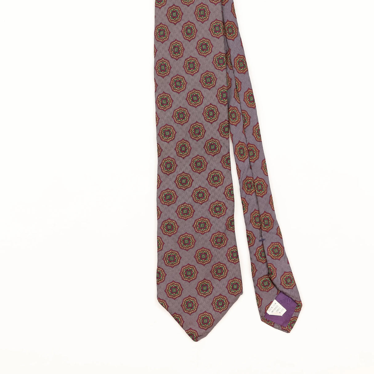 Front Detail of Vintage 1990's Kuppenheimer Geometric Patterned Tie
