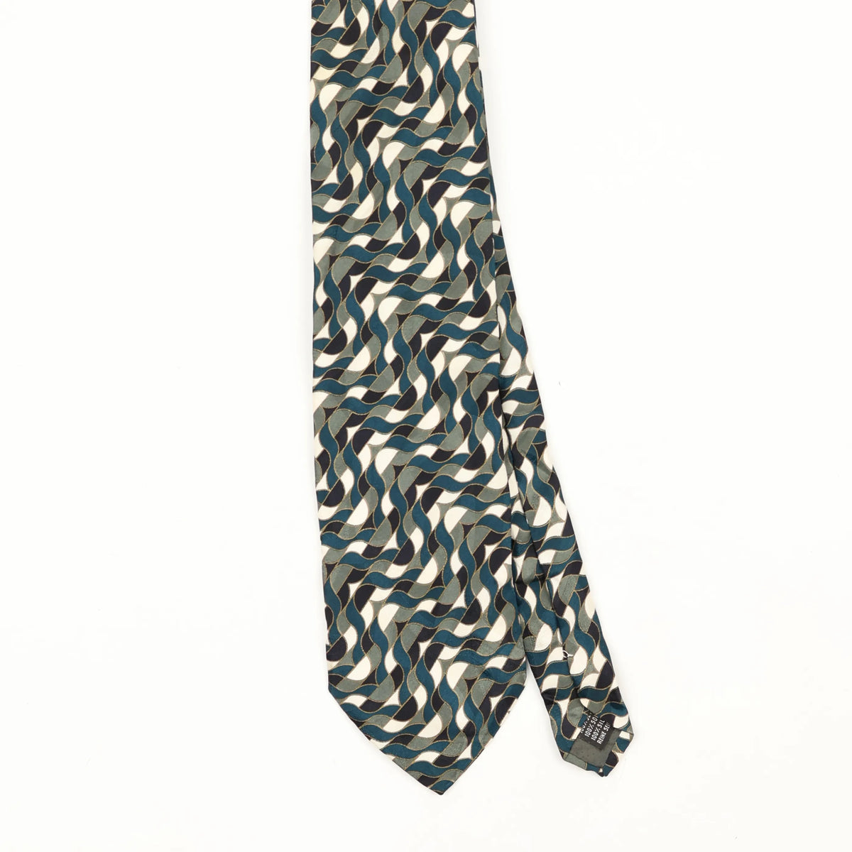 Front Front Detail of Vintage 1990's Fratelli Waves Geometric Patterned Tie