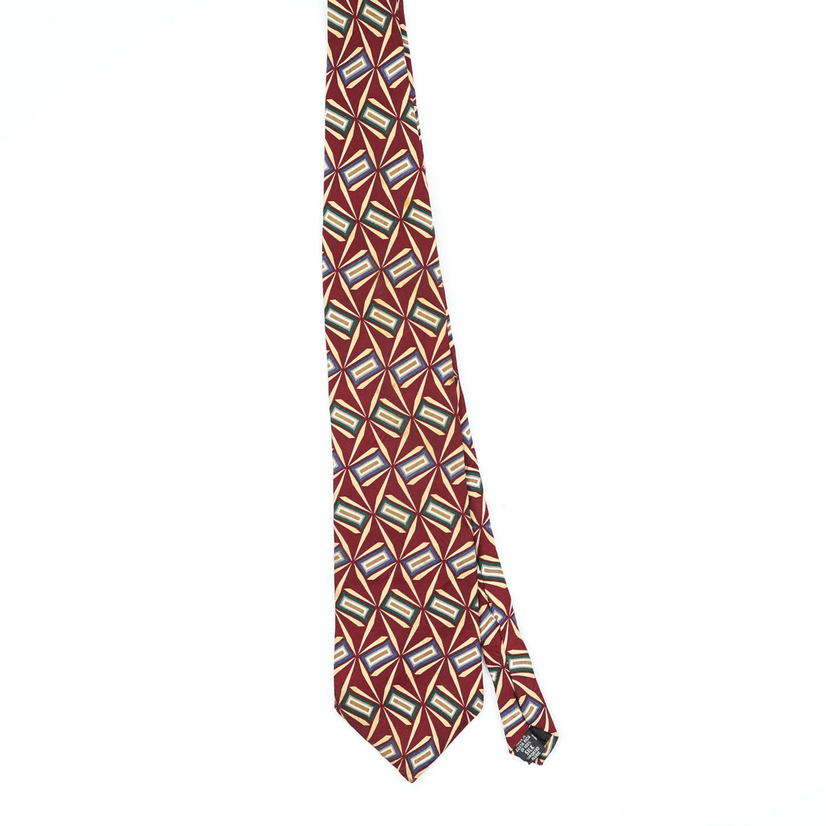 Front Front of Vintage 1990's Bill Blass Geometric Patterned Tie