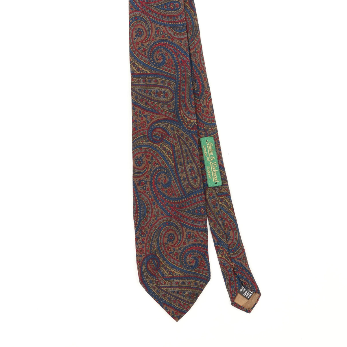 Front Front Detail of Vintage 1990's Paisley Patterned Tie