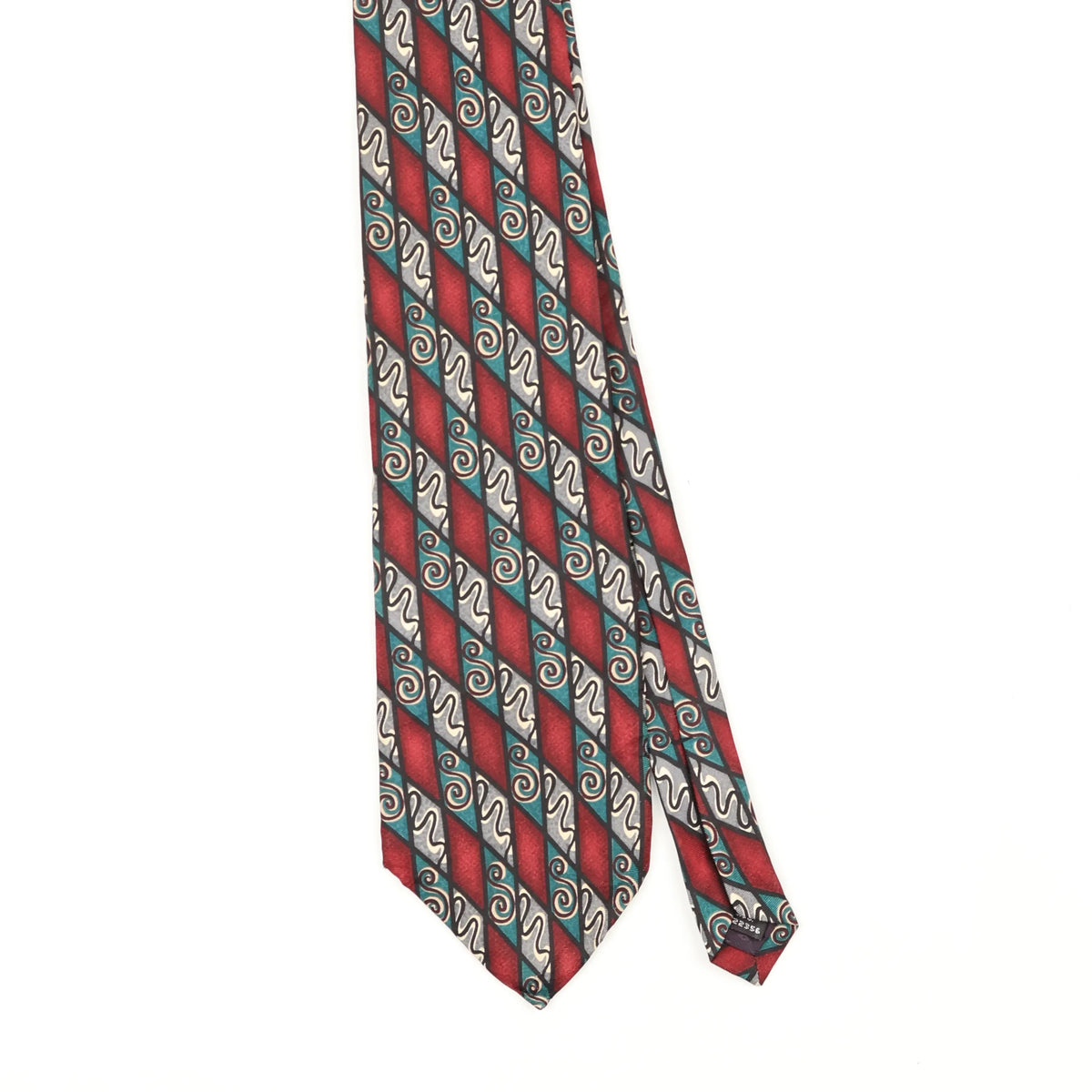 Front Front Detail of Vintage 1990's Givenchy Swirls Geometric Patterned Tie