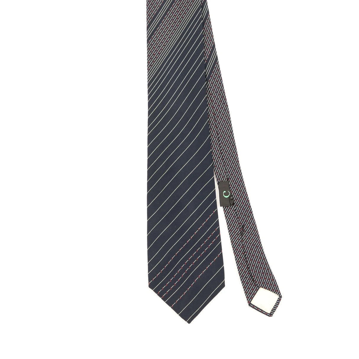 Front Detail of Vintage 1980's Carven Striped Patterned Tie