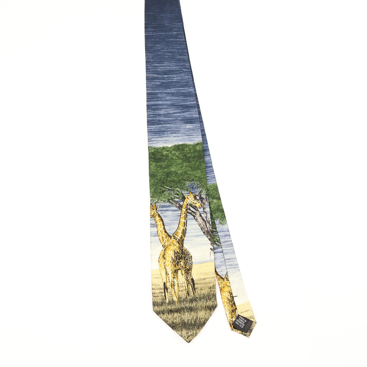 Front Front of Vintage 1990's Endangered Species Giraffe Animal Print Patterned Tie