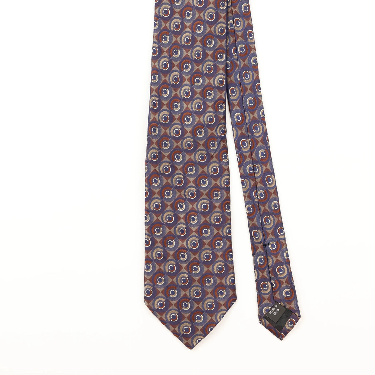 Front Detail of Vintage Perry Ellis Geometric Patterned Tie