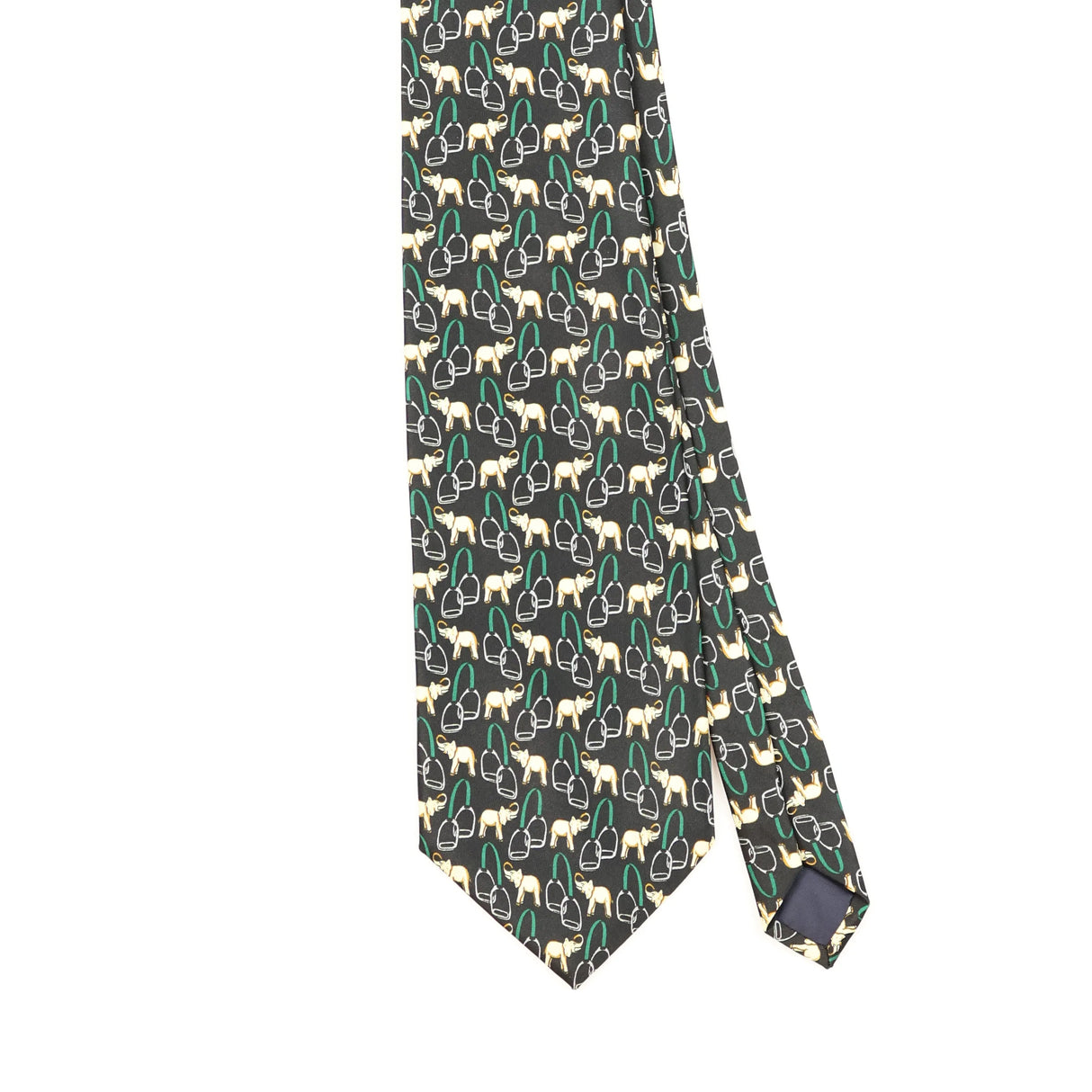 Front Detail of Vintage 1990's Elephant Geometric Patterned Tie