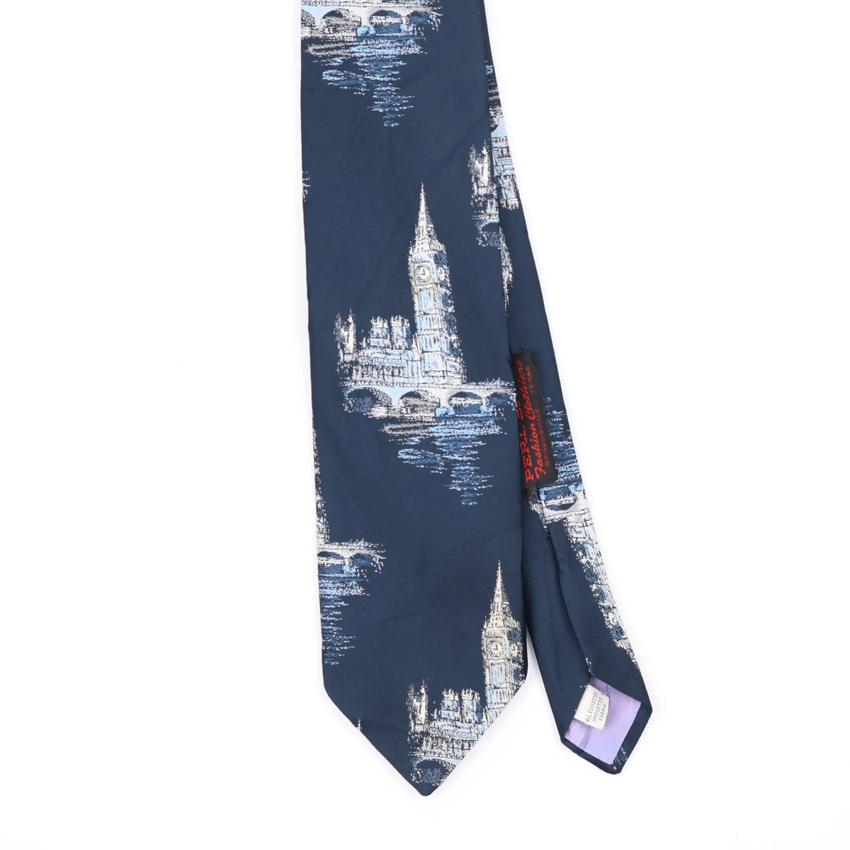 Front Front Detail of Vintage 1980's Beau Brummell Big Ben Abstract Patterned Tie