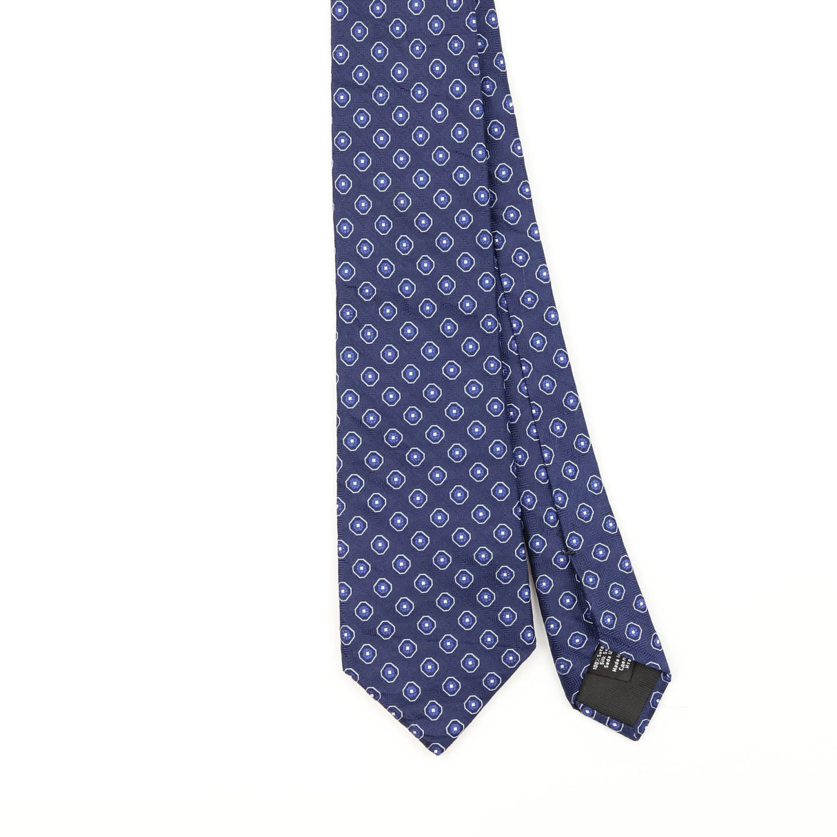 Front Detail of Vintage 1990's Hugo Boss Geometric Patterned Tie