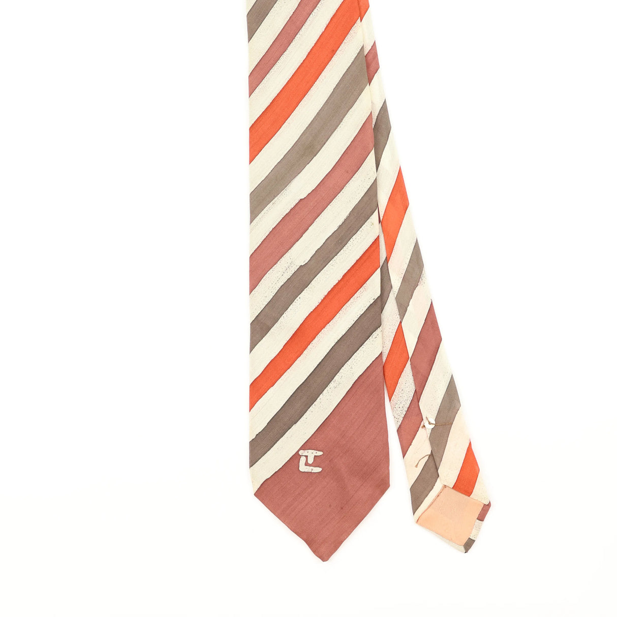 Front Detail of Vintage 1990's Ted Lapidus Striped Patterned Tie