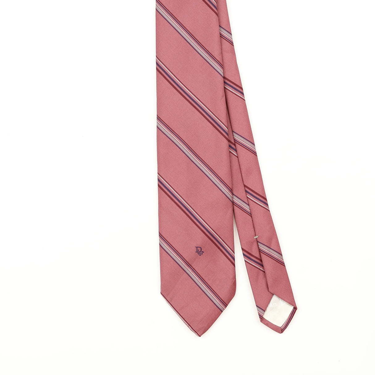 Front Front Detail of Vintage 1990's Christian Dior Striped Patterned Tie