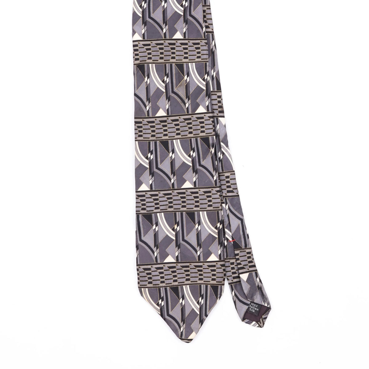 Front Front Detail of Vintage 1990's Geometric Patterned Tie