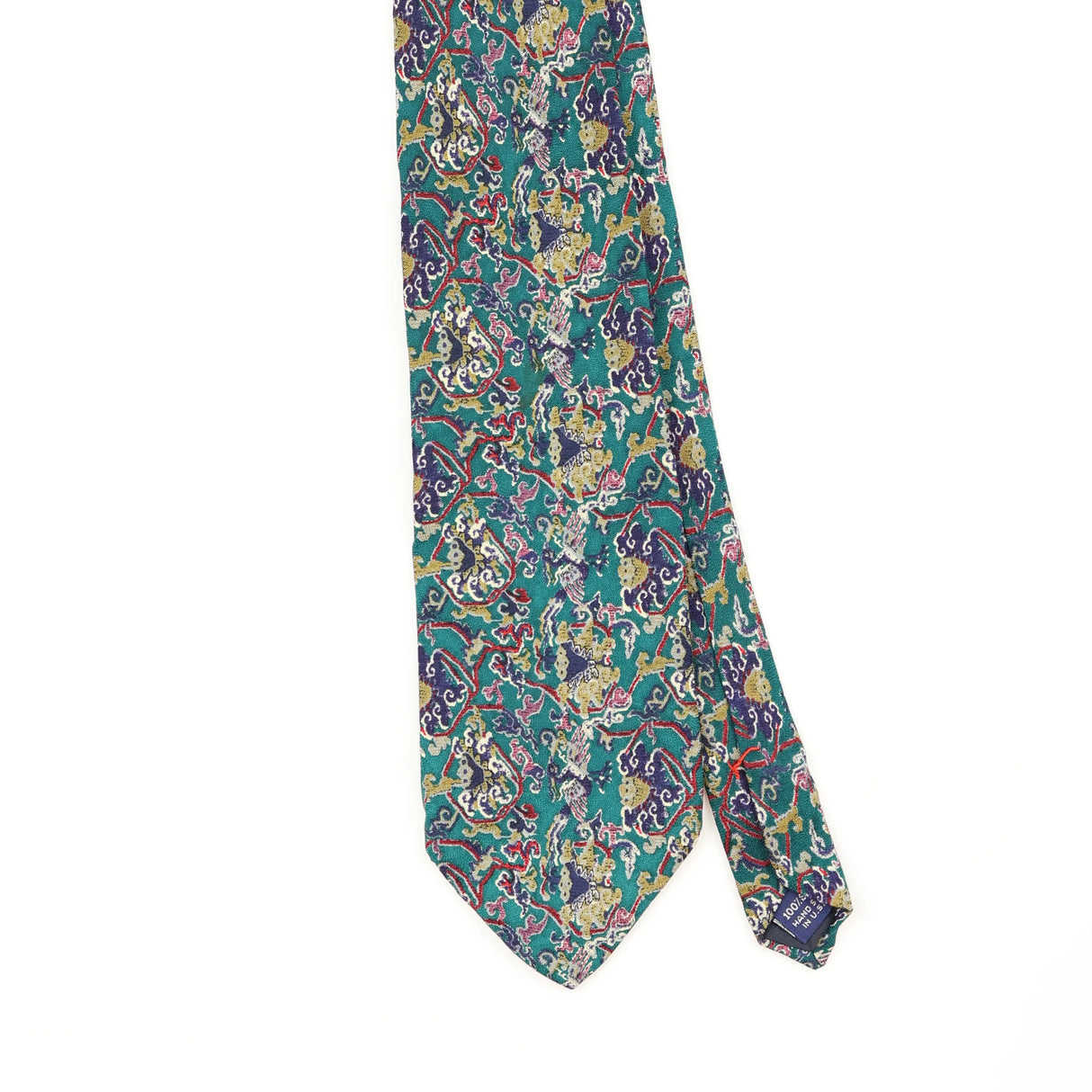 Front Front Detail of Vintage 1990's Stonehenge Ties For Tibet Abstract Patterned Tie