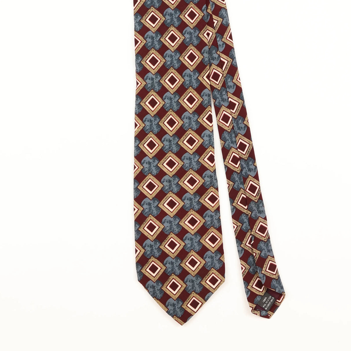Front Detail of Vintage 1990's Oleg Cassini Geometric Patterned Tie