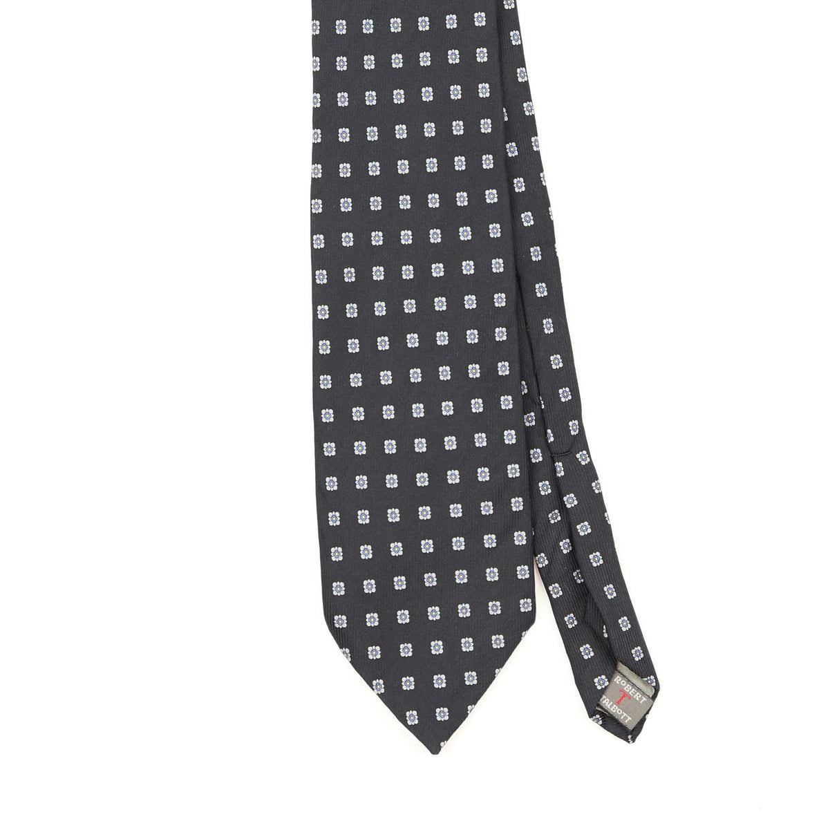 Front Front Detail of Vintage 1990's Robert Talbott Flowers Geometric Patterned Tie