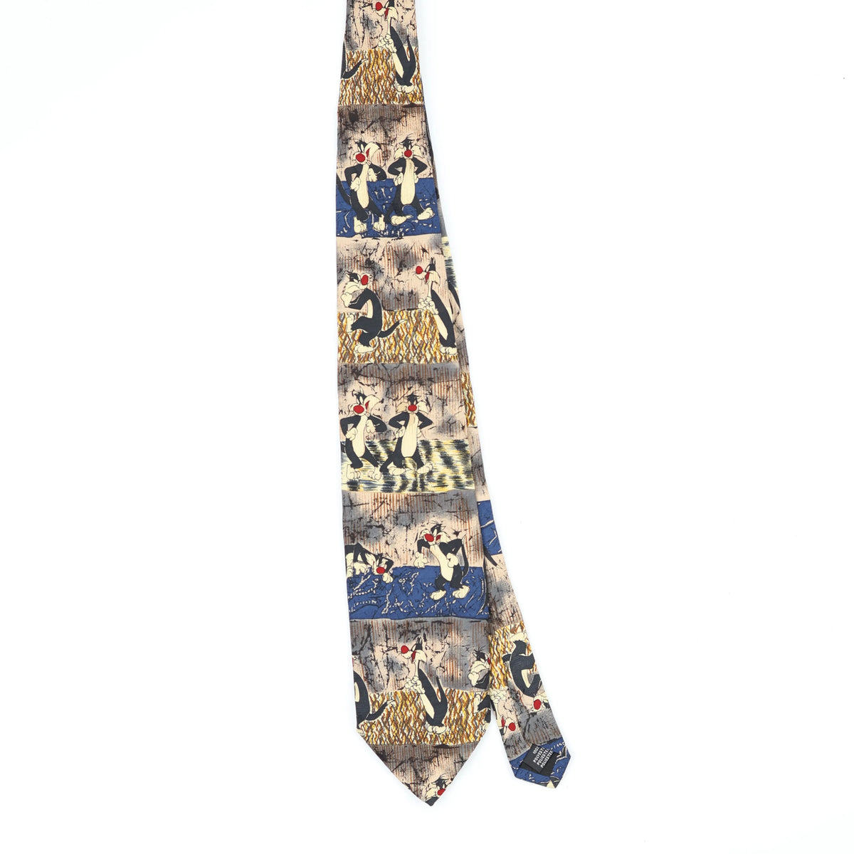 Front Front of Vintage 1990's Looney Tunes Sylvester Cartoon Patterned Tie