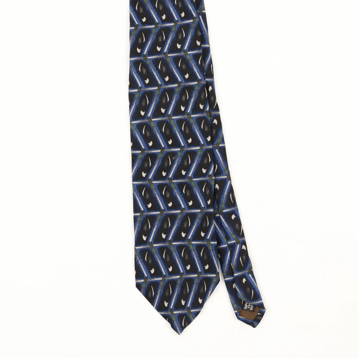 Front Front Detail of Vintage 1990's Oleg Cassini Geometric Patterned Tie