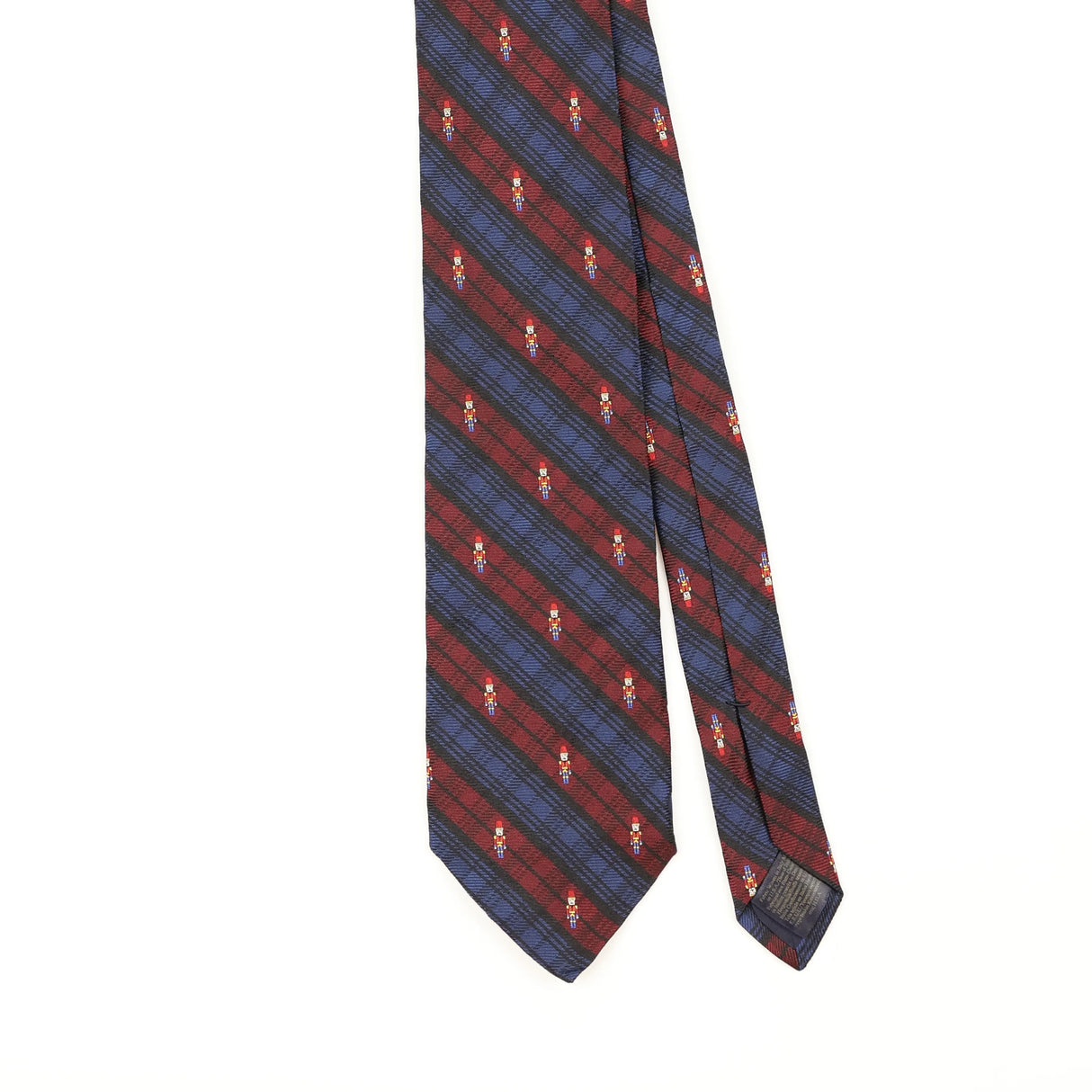 Front Front Detail of Vintage 1990's Brooks Brothers Tartan Toy Soldiers Check Patterned Tie